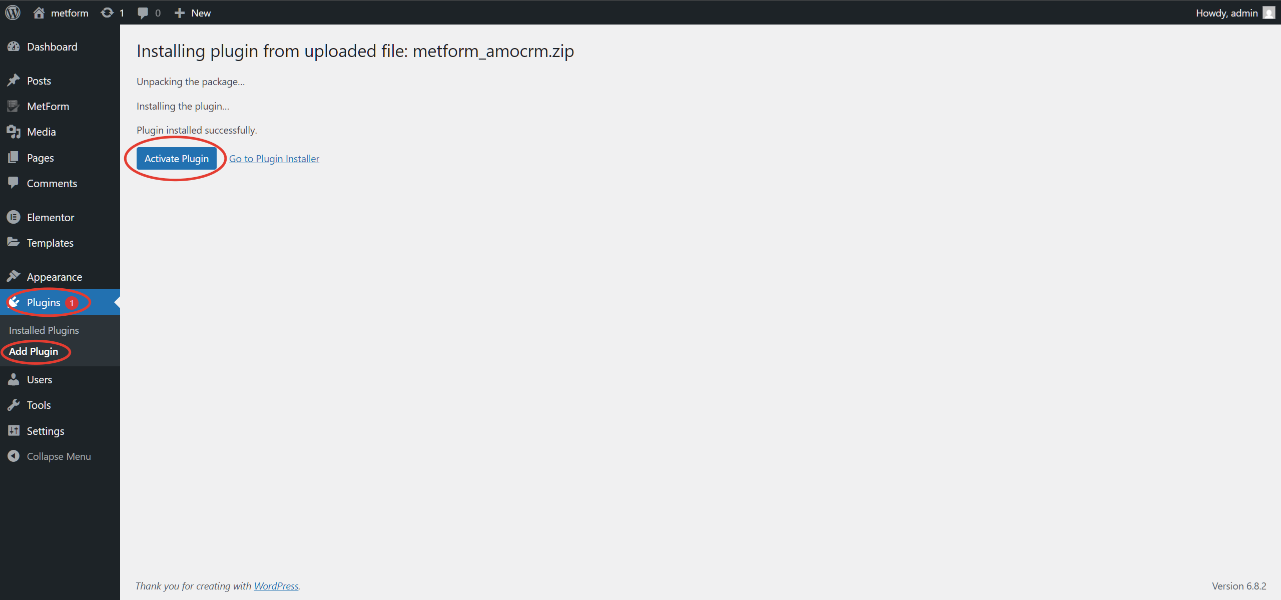 Metform Wordpress integration with the Kommo