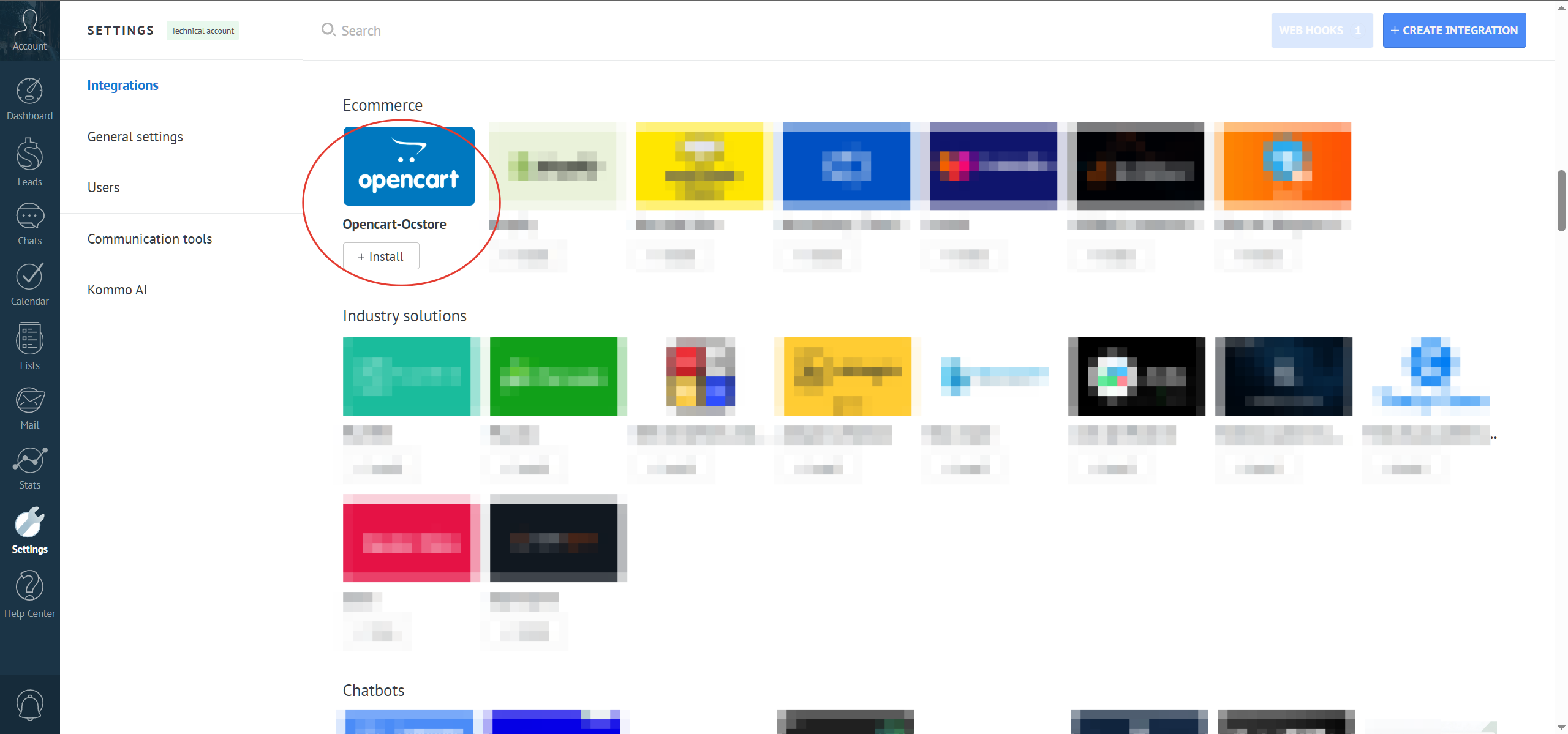 Opencart-OcStore integration with the Kommo